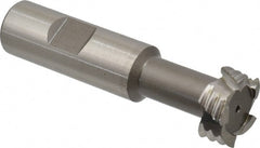 Interstate - 31/32" Cut Diam, 25/64" Cut Width, 17/32" Neck Diam, 3/4" Shank Diam, 3-7/16" OAL, M42 Cobalt T-Slot Cutter - Uncoated, 1/2" Bolt, 3-3/64" Shank Length, Straight Teeth, 5 Teeth, Roughing - Exact Tooling