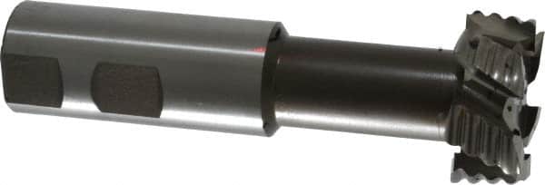 Interstate - 1-15/32" Cut Diam, 5/8" Cut Width, 25/32" Neck Diam, 1" Shank Diam, 4-7/16" OAL, M42 Cobalt T-Slot Cutter - Uncoated, 3/4" Bolt, 3-13/16" Shank Length, Straight Teeth, 6 Teeth, Roughing - Exact Tooling