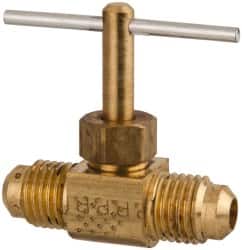 Parker - 1/4" Pipe, Inline Needle Valve - Flare x Flare Ends, Brass Valve, 150 Max psi - Exact Tooling