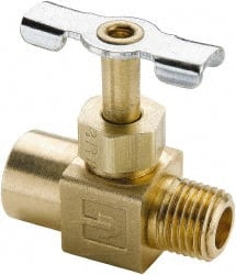Parker - 1/4" Pipe, Inline Needle Valve - FNPTF x MNPTF Ends, Brass Valve, 150 Max psi - Exact Tooling