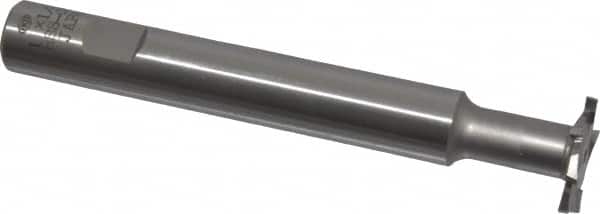 Interstate - 1" Cut Diam, 1/8" Cut Width, 11.1mm Neck Diam, 5/8" Shank Diam, 4-15/16" OAL, M42 Cobalt T-Slot Cutter - Uncoated, Staggered Teeth, 8 Teeth - Exact Tooling