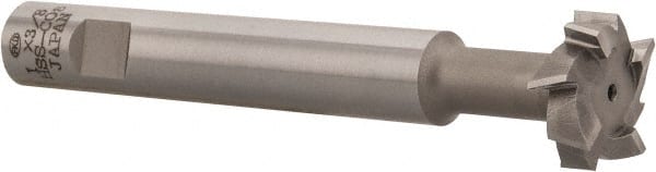 Interstate - 1" Cut Diam, 3/8" Cut Width, 5/8" Shank Diam, 4-15/16" OAL, M42 Cobalt T-Slot Cutter - Staggered Teeth, 8 Teeth - Exact Tooling