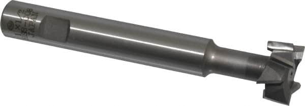 Interstate - 1" Cut Diam, 1/2" Cut Width, 5/8" Shank Diam, 4-15/16" OAL, M42 Cobalt T-Slot Cutter - Staggered Teeth, 8 Teeth - Exact Tooling