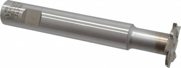 Interstate - 1-1/4" Cut Diam, 1/8" Cut Width, 15mm Neck Diam, 3/4" Shank Diam, 5-1/8" OAL, M42 Cobalt T-Slot Cutter - Staggered Teeth, 8 Teeth - Exact Tooling