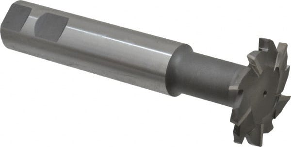 Interstate - 2" Cut Diam, 1/4" Cut Width, 1" Shank Diam, 5-11/16" OAL, M42 Cobalt T-Slot Cutter - Staggered Teeth, 10 Teeth - Exact Tooling