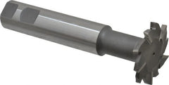 Interstate - 2" Cut Diam, 1/4" Cut Width, 1" Shank Diam, 5-11/16" OAL, M42 Cobalt T-Slot Cutter - Staggered Teeth, 10 Teeth - Exact Tooling