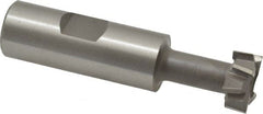 Made in USA - 25/32" Cut Diam, 21/64" Cut Width, 13/32" Neck Diam, 3/4" Shank Diam, 3-1/4" OAL, M42 Cobalt T-Slot Cutter - Uncoated, 3/8" Bolt, 2-1/16" Shank Length, Staggered Teeth, 8 Teeth, Weldon Flat - Exact Tooling