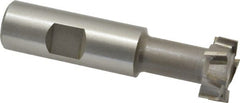 Made in USA - 31/32" Cut Diam, 25/64" Cut Width, 17/32" Neck Diam, 3/4" Shank Diam, 3-7/16" OAL, M42 Cobalt T-Slot Cutter - Uncoated, 1/2" Bolt, 2-1/16" Shank Length, Staggered Teeth, 8 Teeth, Weldon Flat - Exact Tooling