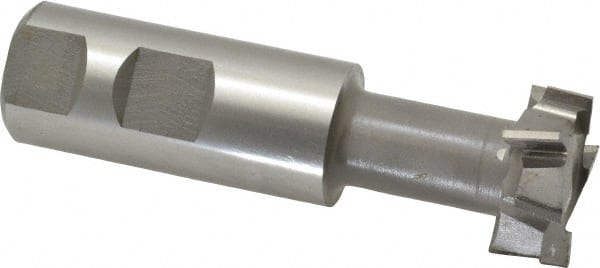 Made in USA - 1-1/4" Cut Diam, 31/64" Cut Width, 21/32" Neck Diam, 1" Shank Diam, 3-15/16" OAL, M42 Cobalt T-Slot Cutter - Uncoated, 5/8" Bolt, 2-15/16" Shank Length, Staggered Teeth, 8 Teeth, Weldon Flat - Exact Tooling