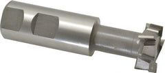Made in USA - 1-1/4" Cut Diam, 31/64" Cut Width, 21/32" Neck Diam, 1" Shank Diam, 3-15/16" OAL, M42 Cobalt T-Slot Cutter - Uncoated, 5/8" Bolt, 2-15/16" Shank Length, Staggered Teeth, 8 Teeth, Weldon Flat - Exact Tooling