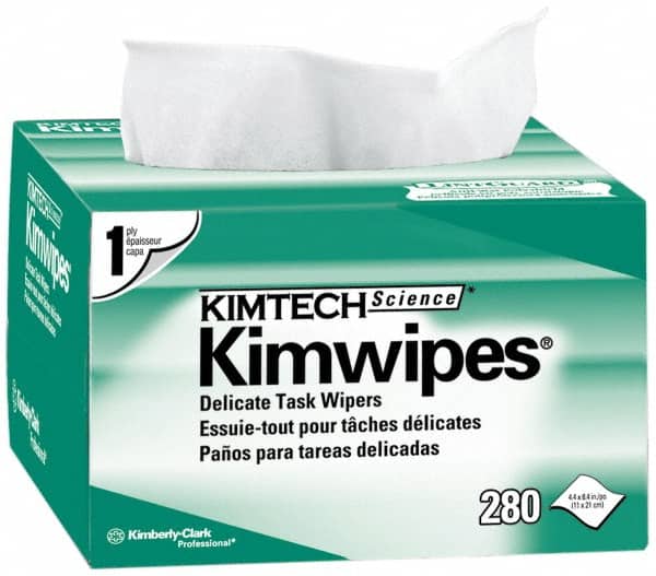 Kimtech - Dry Clean Room/Lab/Critical Task Wipes - Pop-Up, 8-3/8" x 4-3/8" Sheet Size, White - Exact Tooling