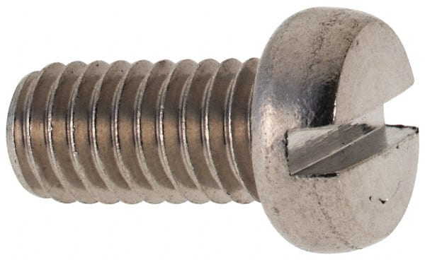 Value Collection - M6x1.00 Metric Coarse, 12mm Length Under Head Slotted Drive Machine Screw - Fillister Head, Grade 316 & A4 Stainless Steel, Uncoated, Without Washer - Exact Tooling