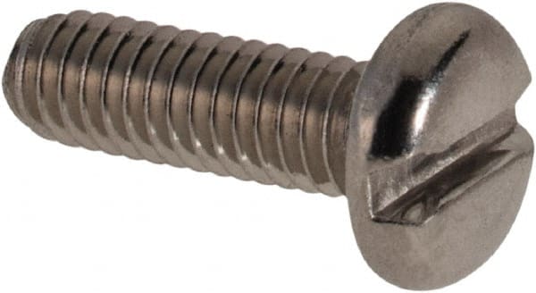 Value Collection - M2.5x0.45 Metric Coarse, 8mm Length Under Head Slotted Drive Machine Screw - Pan Head, Grade 316 & A4 Stainless Steel, Uncoated, Without Washer - Exact Tooling