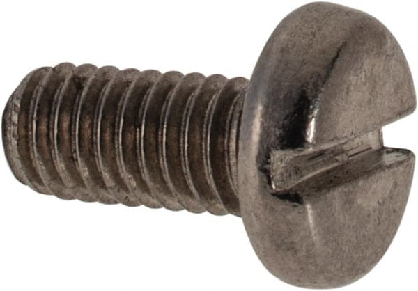 Value Collection - M3x0.50 Metric Coarse, 6mm Length Under Head Slotted Drive Machine Screw - Pan Head, Grade 316 & A4 Stainless Steel, Uncoated, Without Washer - Exact Tooling