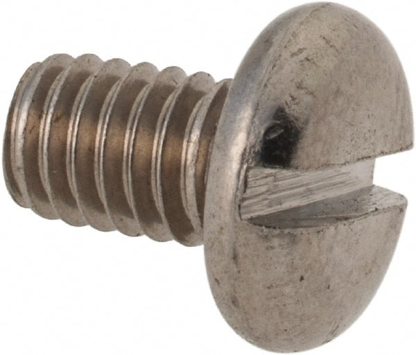 Value Collection - M4x0.70 Metric Coarse, 6mm Length Under Head Slotted Drive Machine Screw - Pan Head, Grade 316 & A4 Stainless Steel, Uncoated, Without Washer - Exact Tooling
