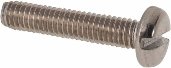Value Collection - M4x0.70 Metric Coarse, 20mm Length Under Head Slotted Drive Machine Screw - Pan Head, Grade 316 & A4 Stainless Steel, Uncoated, Without Washer - Exact Tooling