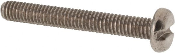 Value Collection - M4x0.70 Metric Coarse, 30mm Length Under Head Slotted Drive Machine Screw - Pan Head, Grade 316 & A4 Stainless Steel, Uncoated, Without Washer - Exact Tooling