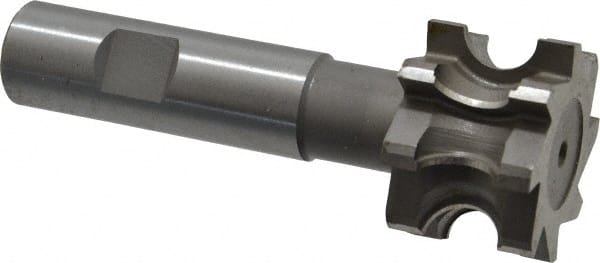 Whitney Tool Co. - 1/4" Radius, 1/2" Circle Diam, 1-1/2" Cutter Diam, 1" Cutting Width, Shank Connection, Concave Radius Cutter - 3/4" Shank Diam, 4" OAL, High Speed Steel, Uncoated, Profile Ground, 8 Teeth, Weldon Flat - Exact Tooling