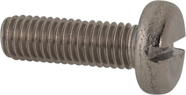 Value Collection - M8x1.25 Metric Coarse, 25mm Length Under Head Slotted Drive Machine Screw - Pan Head, Grade 316 & A4 Stainless Steel, Uncoated, Without Washer - Exact Tooling