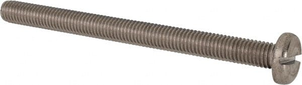 Value Collection - M8x1.25 Metric Coarse, 100mm Length Under Head Slotted Drive Machine Screw - Pan Head, Grade 316 & A4 Stainless Steel, Uncoated, Without Washer - Exact Tooling