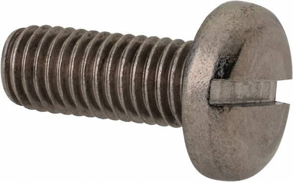 Value Collection - M10x1.50 Metric Coarse, 25mm Length Under Head Slotted Drive Machine Screw - Pan Head, Grade 316 & A4 Stainless Steel, Uncoated, Without Washer - Exact Tooling