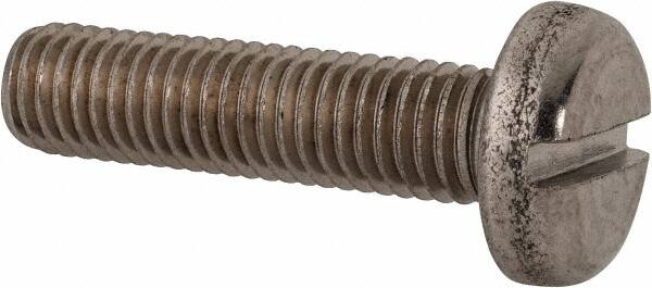 Value Collection - M10x1.50 Metric Coarse, 40mm Length Under Head Slotted Drive Machine Screw - Pan Head, Grade 316 & A4 Stainless Steel, Uncoated, Without Washer - Exact Tooling