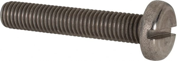 Value Collection - M10x1.50 Metric Coarse, 55mm Length Under Head Slotted Drive Machine Screw - Pan Head, Grade 316 & A4 Stainless Steel, Uncoated, Without Washer - Exact Tooling
