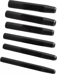 General - 6 Piece, 3/16 to 1/2", Hollow Punch Set - Square Shank, Comes in Plastic Roll - Exact Tooling