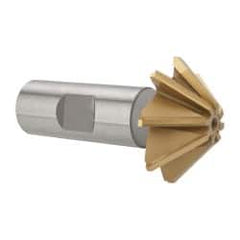 Whitney Tool Co. - 1-1/2" Diam x 1/2" Width of Cut, 45° Included Angle, Shank Connection, Carbide Tipped Single Angle Cutter - 3/4" Shank Diam, 2-3/4" Overall Length, Right Hand Cut, TiN Coated - Exact Tooling