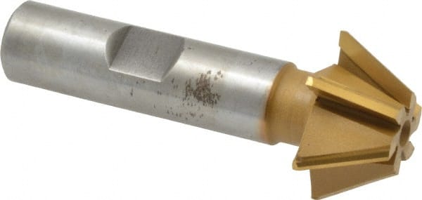 Whitney Tool Co. - 1" Diam x 7/16" Width of Cut, 60° Included Angle, Shank Connection, Carbide Tipped Single Angle Cutter - 1/2" Shank Diam, 2-1/2" Overall Length, Right Hand Cut, TiN Coated - Exact Tooling