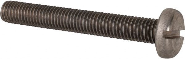 Value Collection - M10x1.50 Metric Coarse, 75mm Length Under Head Slotted Drive Machine Screw - Pan Head, Grade 316 & A4 Stainless Steel, Uncoated, Without Washer - Exact Tooling