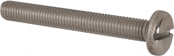 Value Collection - M10x1.50 Metric Coarse, 80mm Length Under Head Slotted Drive Machine Screw - Pan Head, Grade 316 & A4 Stainless Steel, Uncoated, Without Washer - Exact Tooling