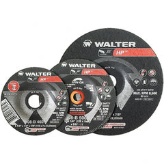 WALTER Surface Technologies - 24 Grit, 7" Wheel Diam, 1/4" Wheel Thickness, Type 28 Depressed Center Wheel - Aluminum Oxide, Resinoid Bond, 8,600 Max RPM - Exact Tooling