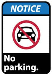NMC - "Notice - No Parking", 14" Long x 10" Wide, Pressure-Sensitive Vinyl Safety Sign - Rectangle, 0.004" Thick, Use for Security & Admittance - Exact Tooling