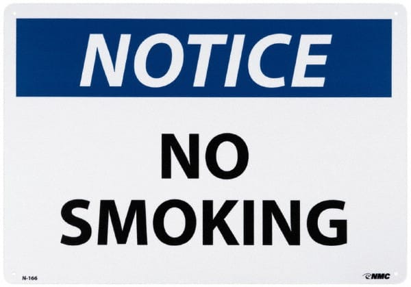 NMC - "Notice - No Smoking", 20" Long x 28" Wide, Rigid Plastic Safety Sign - Rectangle, 0.05" Thick, Use for Accident Prevention - Exact Tooling