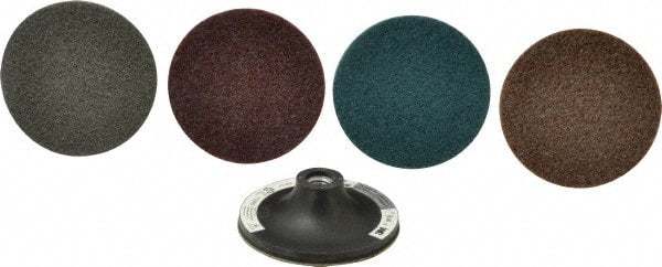 3M - 5 Piece, 4" Disc Diam, Abrasive Disc Kit - Nonwoven, Coarse, Medium, Very Fine, Super Fine Grade, Aluminum Oxide\xB6Silicon Carbide - Exact Tooling