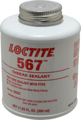 Loctite - 350 ml Brush Top Can White Pipe Sealant - Methacrylate Ester, 400°F Max Working Temp, For Sealing Metal Tapered Pipe Threads & Fittings Up to 2" - Exact Tooling