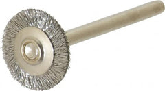 Anderson - 5/8" OD, 1/8" Shank Diam, Crimped Stainless Steel Wheel Brush - 0.005" Filament Diam, 25,000 RPM - Exact Tooling