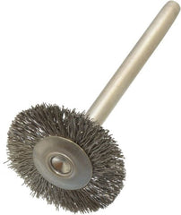 Anderson - 3/4" OD, 1/8" Shank Diam, Crimped Stainless Steel Wheel Brush - 0.005" Filament Diam, 25,000 RPM - Exact Tooling