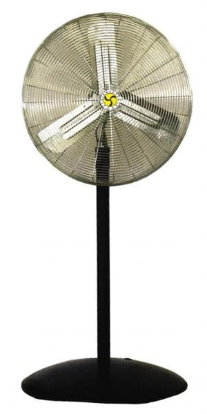 Airmaster - 30" Blade, 1/3 hp, 3,415, 5,300 & 7,185 CFM, Industrial Circulation Fan - Pedestal, 115 Volts, 2.7 Amps, 3 Speed - Exact Tooling