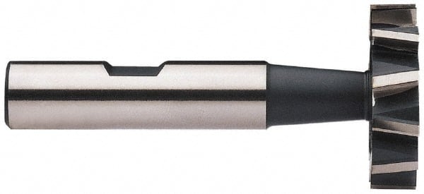 Interstate - 7/8" Diam x 7/32" Face Width, High Speed Steel, 10 Teeth, Shank Connection Woodruff Keyseat Cutter - Uncoated, 2-7/32" OAL x 1/2" Shank, Staggered Teeth, ANSI 707, Old Standard 12 - Exact Tooling