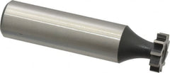 Interstate - 1/2" Diam x 1/8" Face Width, High Speed Steel, 8 Teeth, Shank Connection Woodruff Keyseat Cutter - Uncoated, 2-1/8" OAL x 1/2" Shank, Straight Teeth, ANSI 404, Old Standard 3 - Exact Tooling