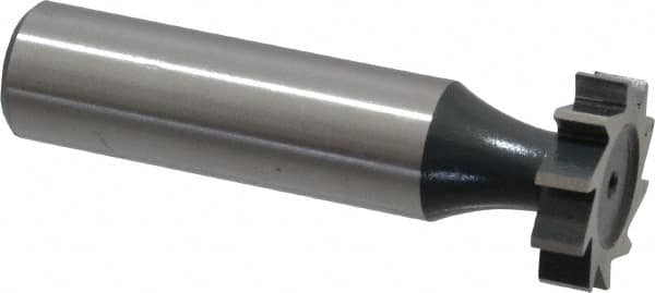 Interstate - 3/4" Diam x 3/16" Face Width, High Speed Steel, 10 Teeth, Shank Connection Woodruff Keyseat Cutter - Uncoated, 2-3/16" OAL x 1/2" Shank, Straight Teeth, ANSI 606, Old Standard 9 - Exact Tooling