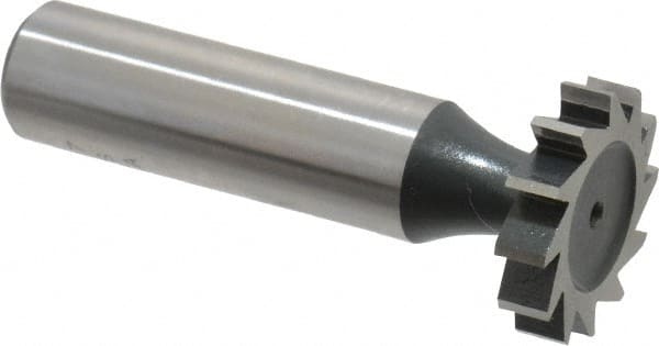 Interstate - 7/8" Diam x 3/16" Face Width, High Speed Steel, 10 Teeth, Shank Connection Woodruff Keyseat Cutter - Uncoated, 2-3/16" OAL x 1/2" Shank, Straight Teeth, ANSI 607, Old Standard 11 - Exact Tooling