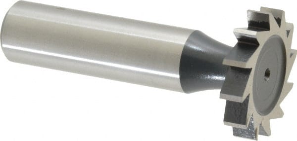 Interstate - 1" Diam x 3/16" Face Width, High Speed Steel, 12 Teeth, Shank Connection Woodruff Keyseat Cutter - Uncoated, 2-3/16" OAL x 1/2" Shank, Straight Teeth, ANSI 608, Old Standard 13 - Exact Tooling