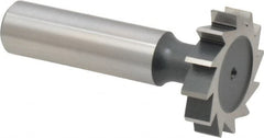 Interstate - 1-1/8" Diam x 1/4" Face Width, High Speed Steel, 12 Teeth, Shank Connection Woodruff Keyseat Cutter - Uncoated, 2-1/4" OAL x 1/2" Shank, Straight Teeth, ANSI 809, Old Standard 18 - Exact Tooling