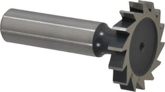 Interstate - 1-1/4" Diam x 7/32" Face Width, High Speed Steel, 14 Teeth, Shank Connection Woodruff Keyseat Cutter - Uncoated, 2-7/32" OAL x 1/2" Shank, Straight Teeth, ANSI 710, Old Standard 20 - Exact Tooling