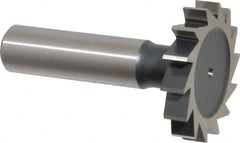 Interstate - 1-3/8" Diam x 1/4" Face Width, High Speed Steel, 14 Teeth, Shank Connection Woodruff Keyseat Cutter - Uncoated, 2-1/4" OAL x 1/2" Shank, Straight Teeth, ANSI 811, Old Standard 22 - Exact Tooling