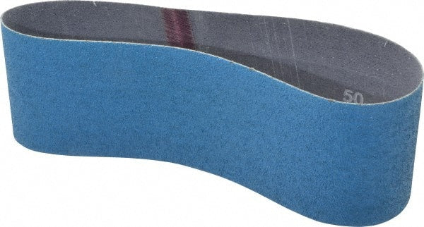 Norton - 3" Wide x 21" OAL, 50 Grit, Zirconia Alumina Abrasive Belt - Zirconia Alumina, Coarse, Coated, Y Weighted Cloth Backing, Series 3X - Exact Tooling
