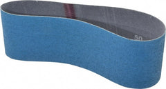 Norton - 3" Wide x 21" OAL, 50 Grit, Zirconia Alumina Abrasive Belt - Zirconia Alumina, Coarse, Coated, Y Weighted Cloth Backing, Series 3X - Exact Tooling